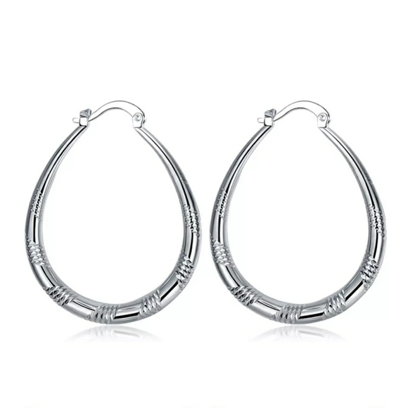 Silver Teardrop Hoops - Picture 6 of 7